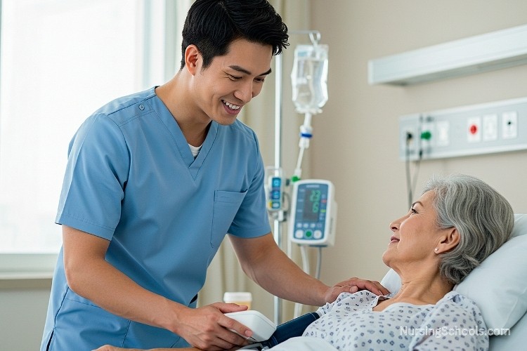 Nursing Assistant (NA) takes vital signs and provides emotional support as part of his job duties.