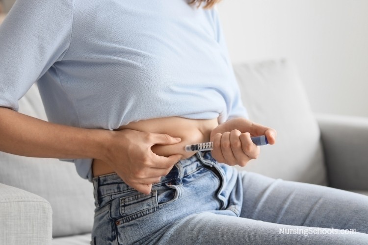 Patient self-injecting fertility medication after receiving instruction on injection technique, dosing schedules, and medication safety from a Fertility Nurse.