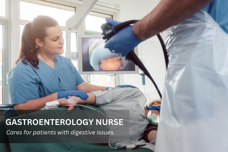 Gastroenterology Nurse cares for patients with digestive issues.
