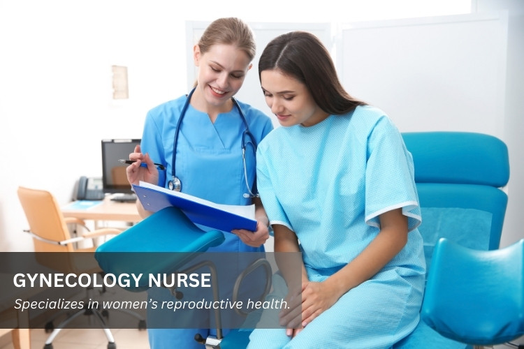 Gynecology Nurse specializes in women's reproductive health.