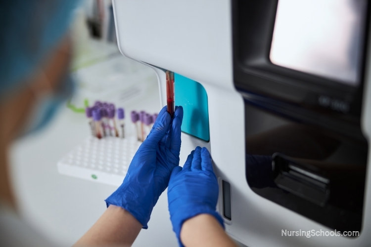 Blood analysis equipment often used by a Hematology Nurse to test samples.