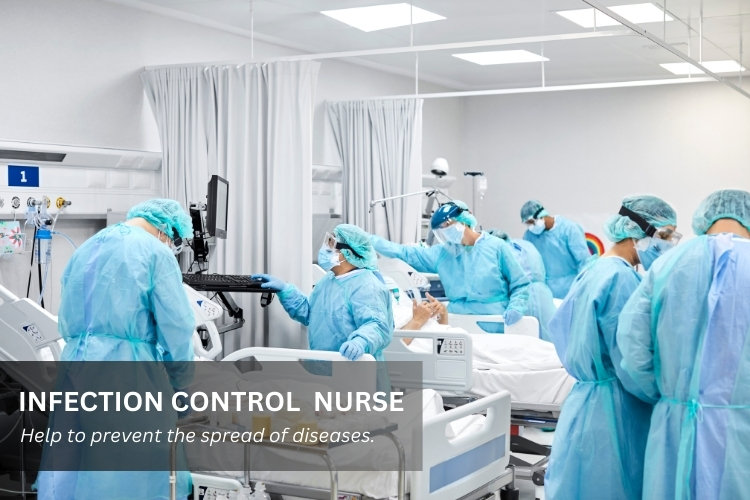 Infection Control Nurse helps to prevent the spread of diseases.