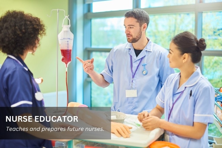 Nurse Educator (CNE) teaches nurses in an academic, clinical, or professional development setting.