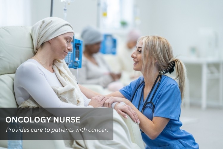 Oncology Nurse cares for a patient undergoing chemotherapy treatment.