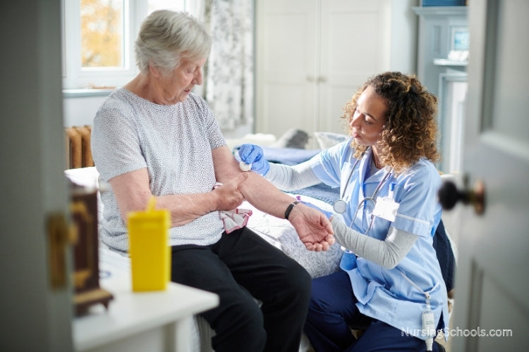 Palliative Care Nurse helping a patient cope with end-of-life care.