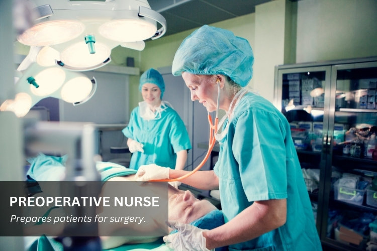 Preoperative Nurse prepares a patient on the operating table for sergery.