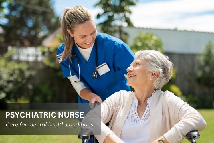 Psychiatric Nurse cares for a mental health patient.