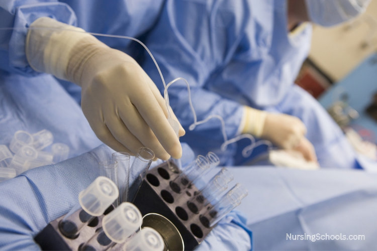 Reproductive Nurse assists a medical team during an egg retrieval proceedure.