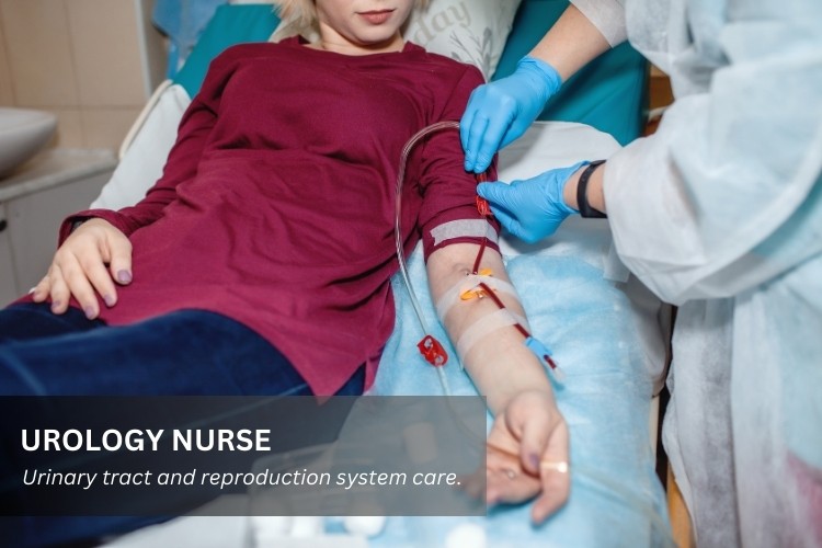 Urology Nurse assists with kidney, bladder, prostate, and urinary tract procedures.