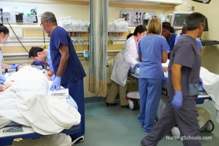 CNA program clinical rotation in a hospital emergency room.